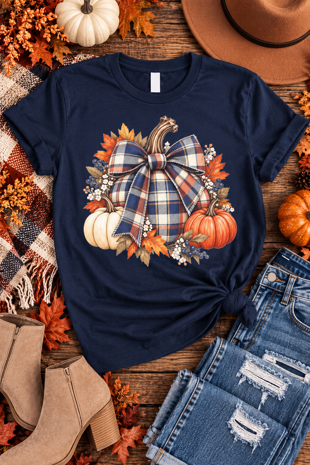 Fall Plaid Pumpkin Graphic Tee/Sweatshirt