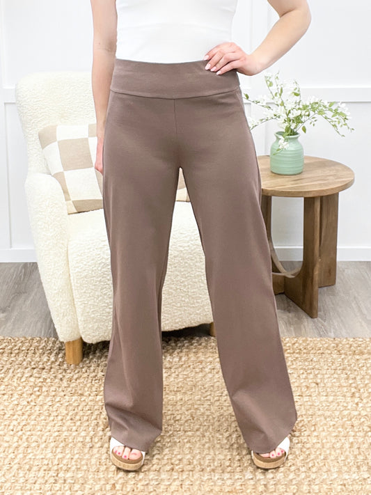 Dear Scarlett Women's REG/PLUS Solid Wide Leg Magic Pants, Dark Mocha