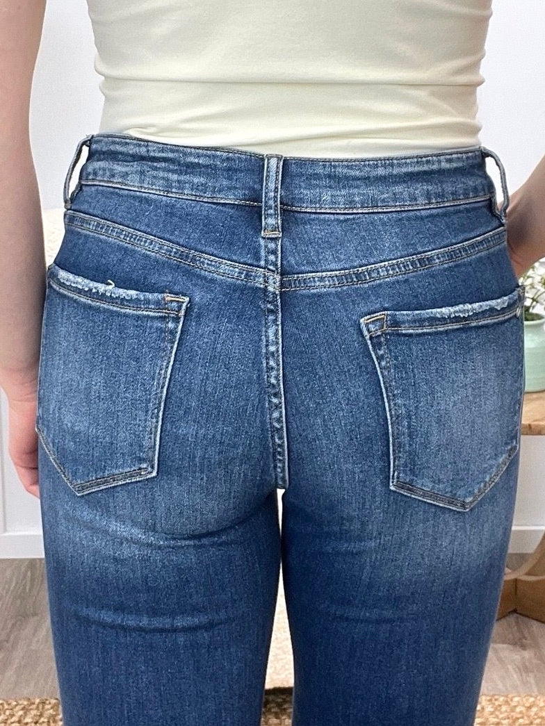 Straight To The Top Mid-Rise Straight Leg Jeans by Mica Denim