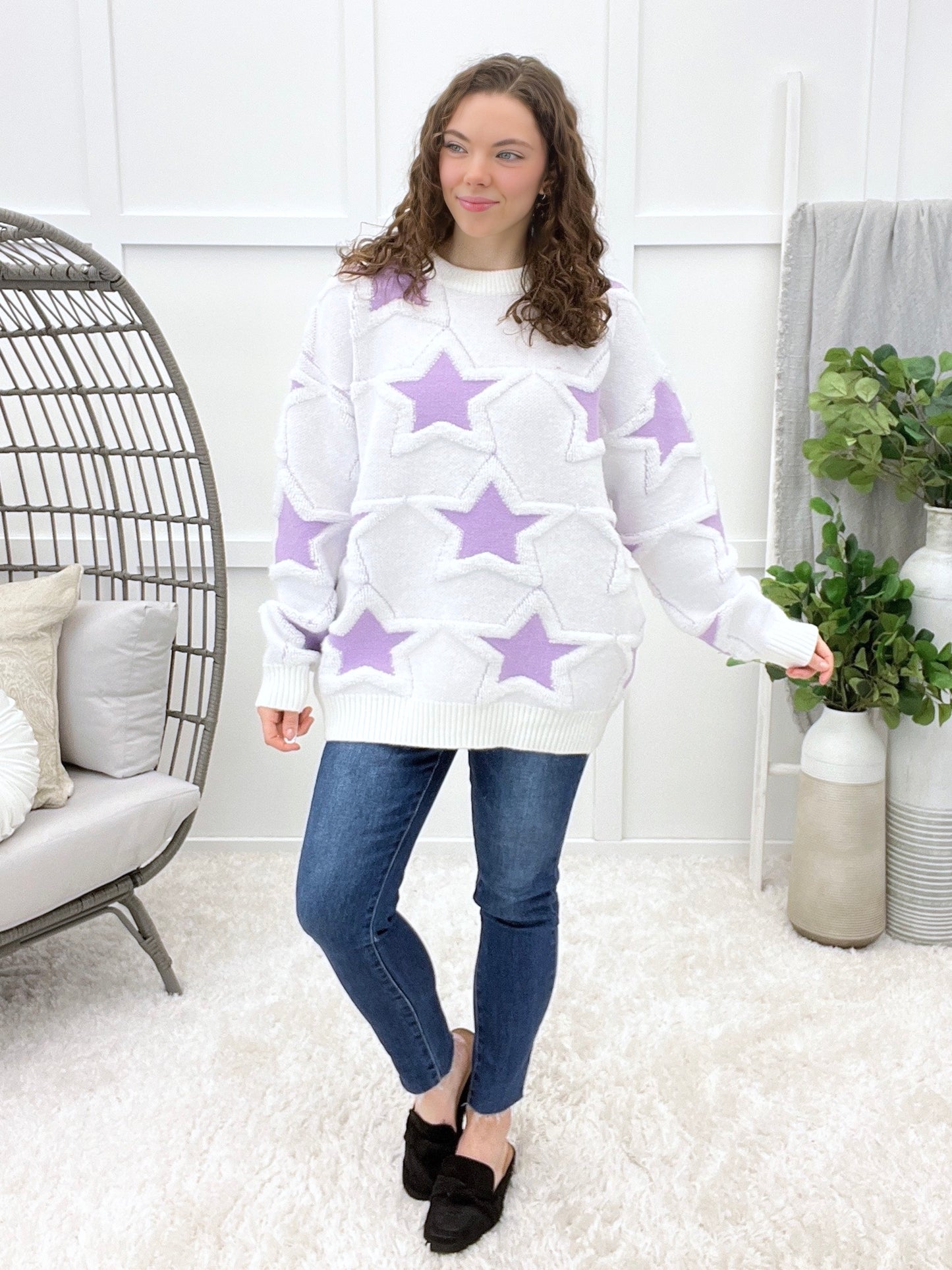 Stellar Comfort Lavender Star Sweater