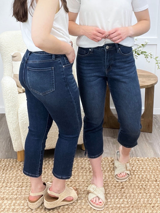 Sophia Grace High-Rise Denim Capris – Premium Stretch