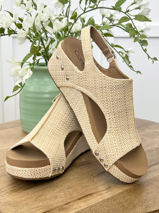 Corkys Volta II Natural Woven Bliss Wedge Sandals