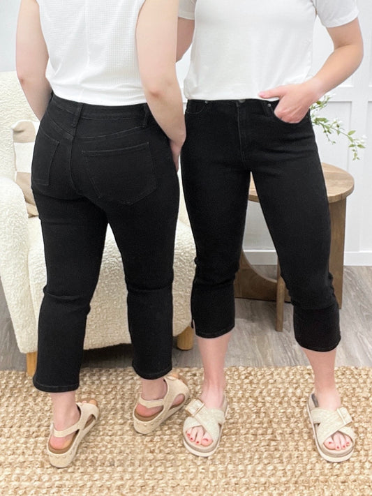 Lila Midnight High-Rise Denim Capris – Premium Stretch