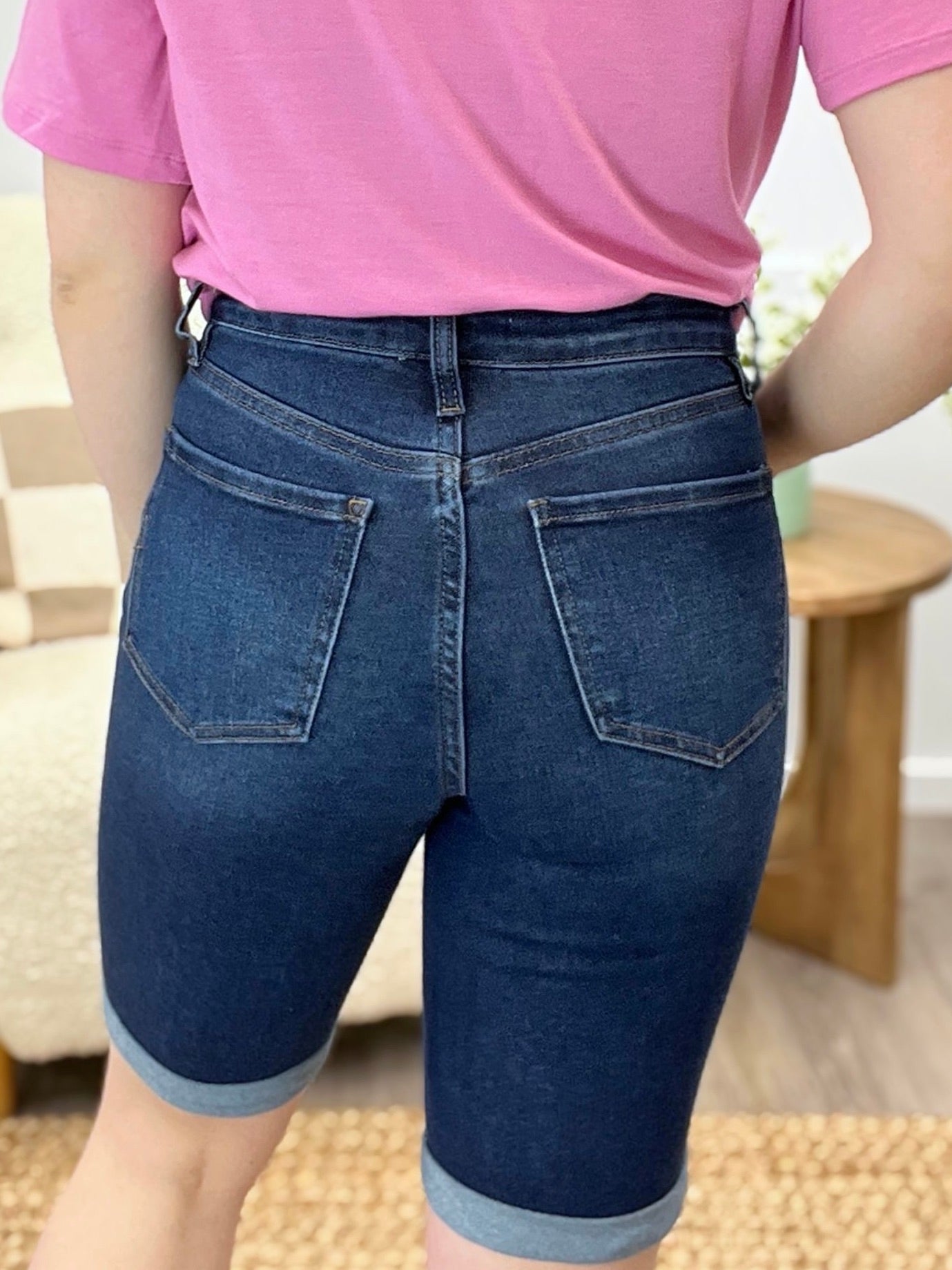 Monica High-Rise Denim Bermuda Shorts - Premium Stretch