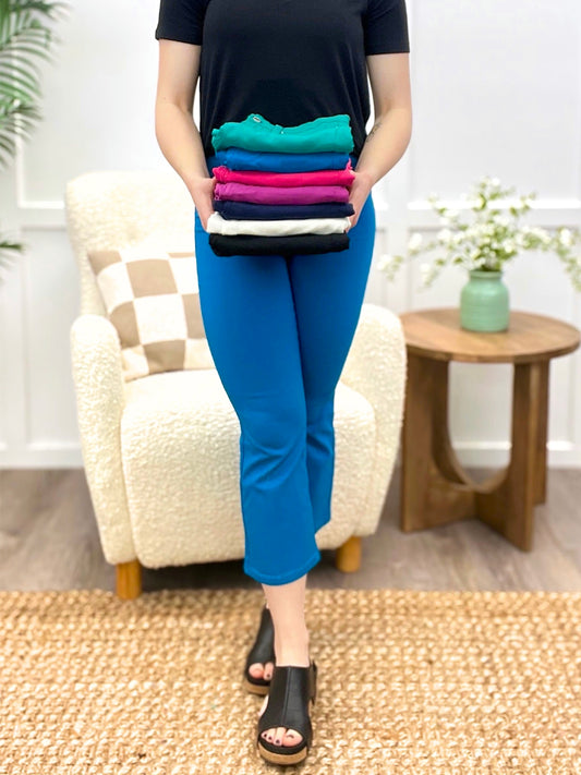 YMI Tropical Fusion Collection High-Rise HyperStretch Cropped Kick Flare Pants