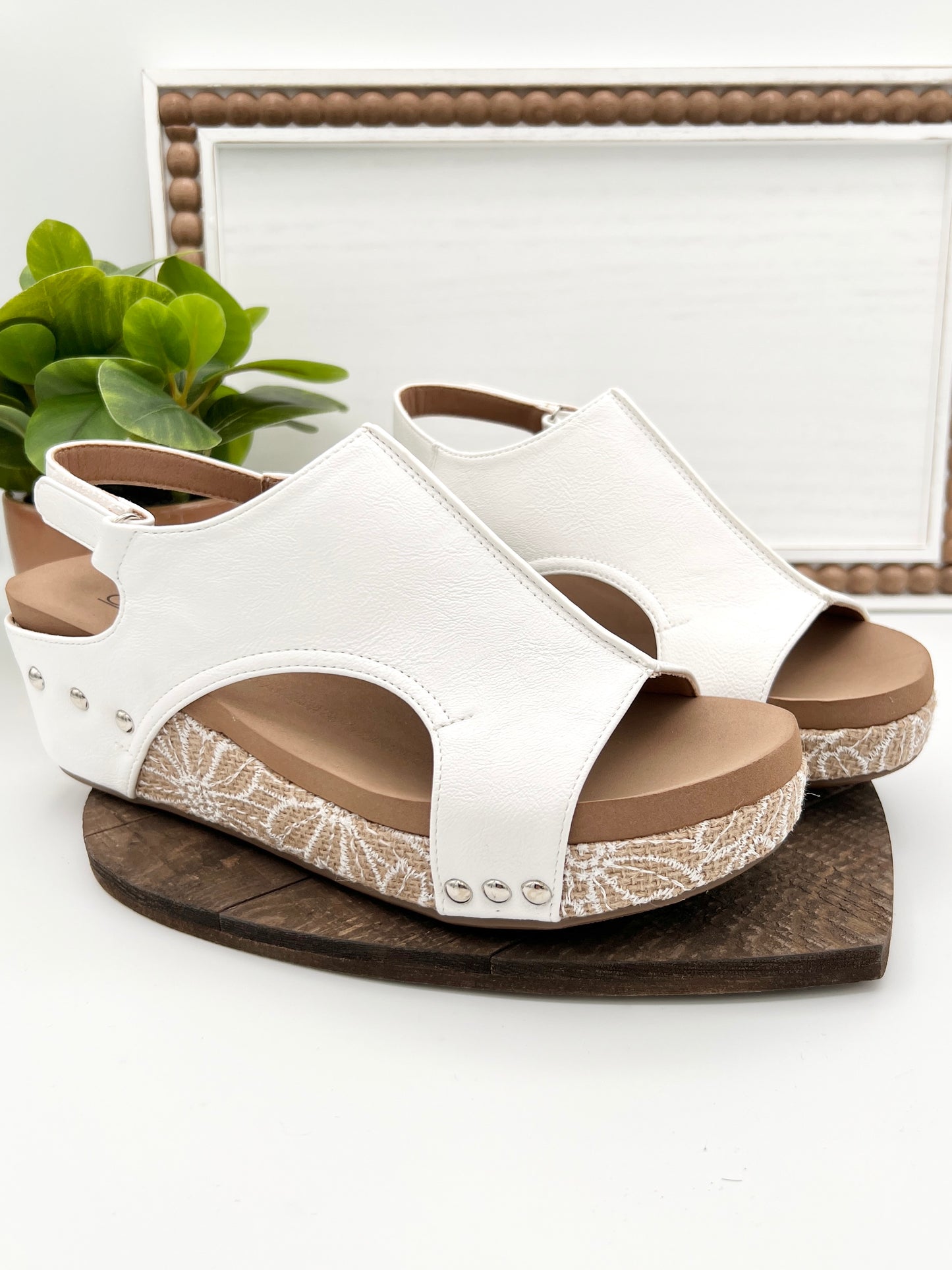 Corkys Volta II White Cork Wedge Sandals
