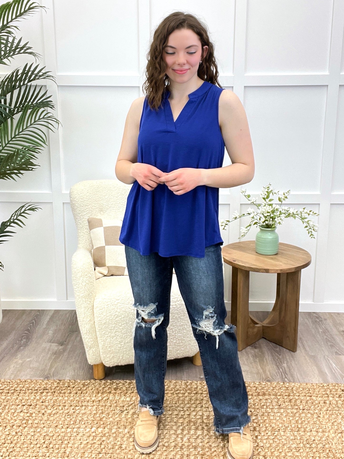 Dear Scarlett Subtle Muse Liz Tank Top - Royal Blue