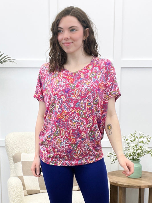 Dear Scarlett Paisley Blooms Sadie Top - Pink