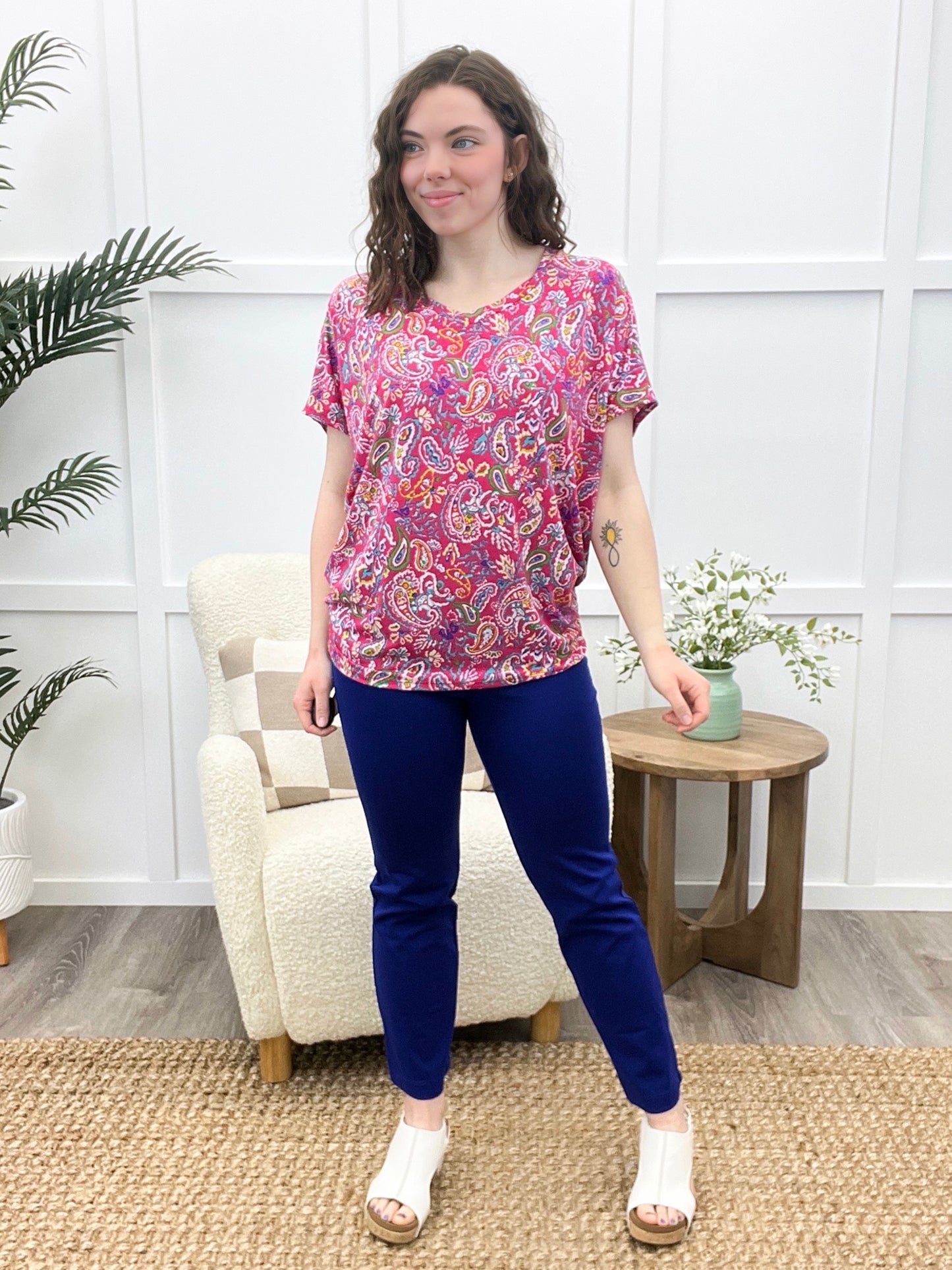 Dear Scarlett Paisley Blooms Sadie Top - Pink