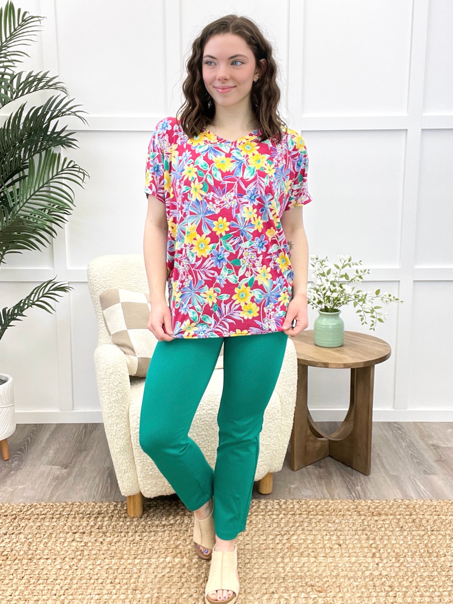 Dear Scarlett Floral Gala Sadie Top - Fuchsia