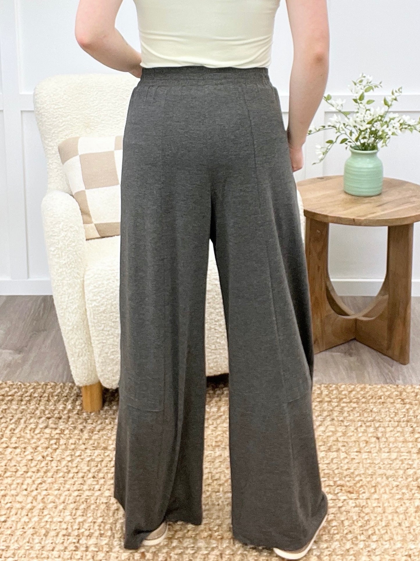 Smoky Heathered Wide-Leg Pants