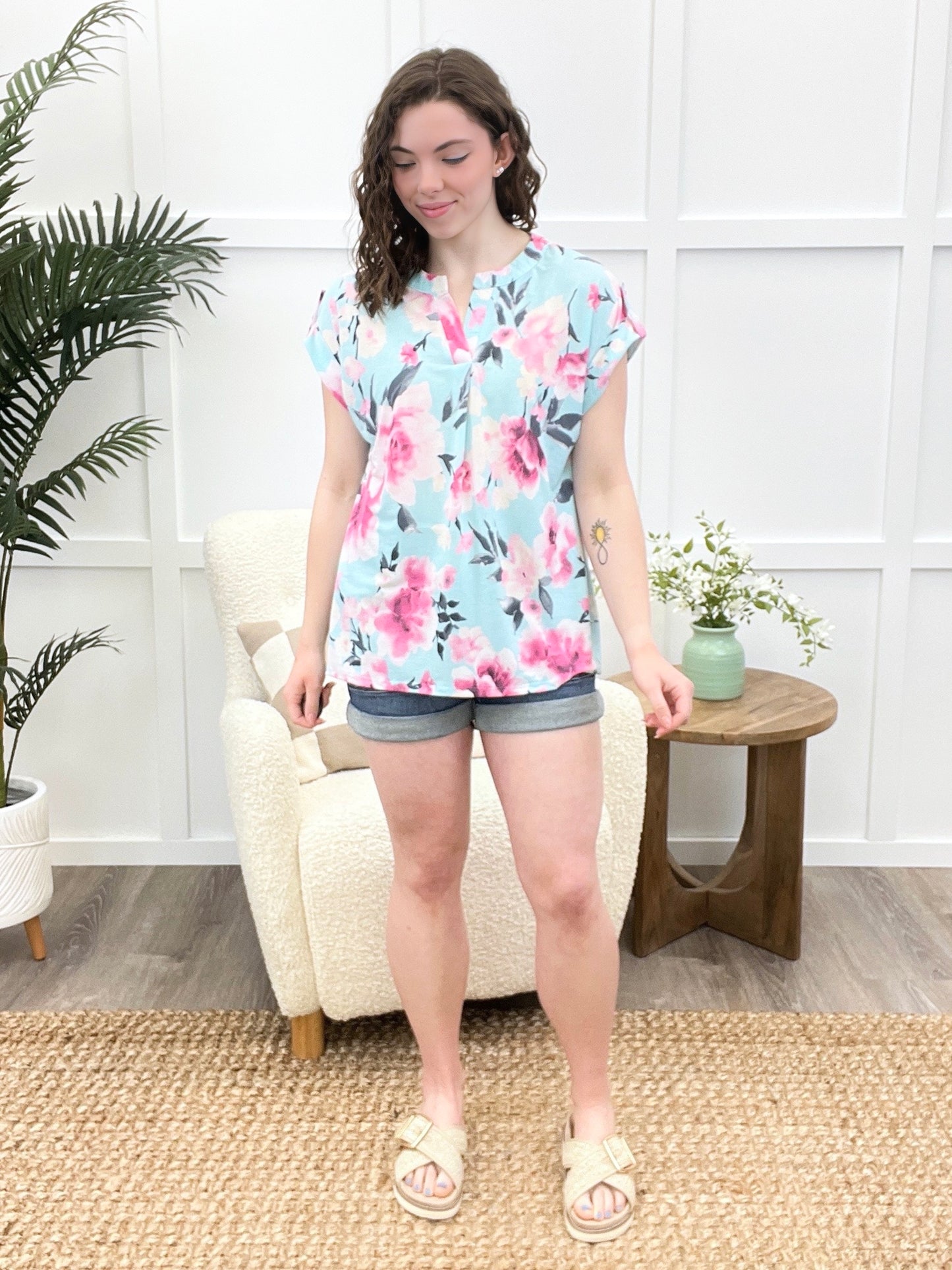 Dear Scarlett Blushing Bloom Short Sleeve Lizzy Top