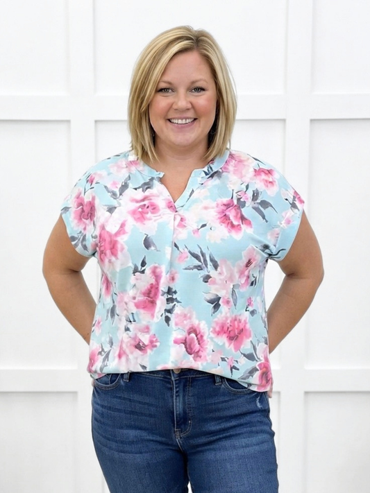 Dear Scarlett Blushing Bloom Short Sleeve Lizzy Top