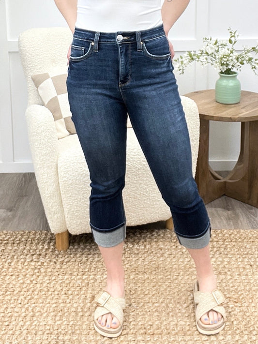The Skylee High Rise Denim Capris by RFM