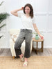 Ivy High Rise Vintage Grey Embroidered Crop Wide Jeans By Judy Blue