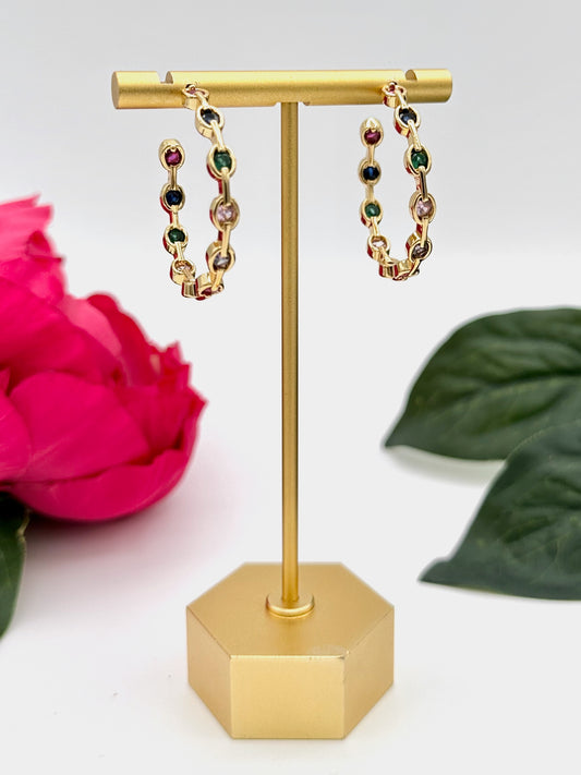 Willa Rainbow Dot Hoops