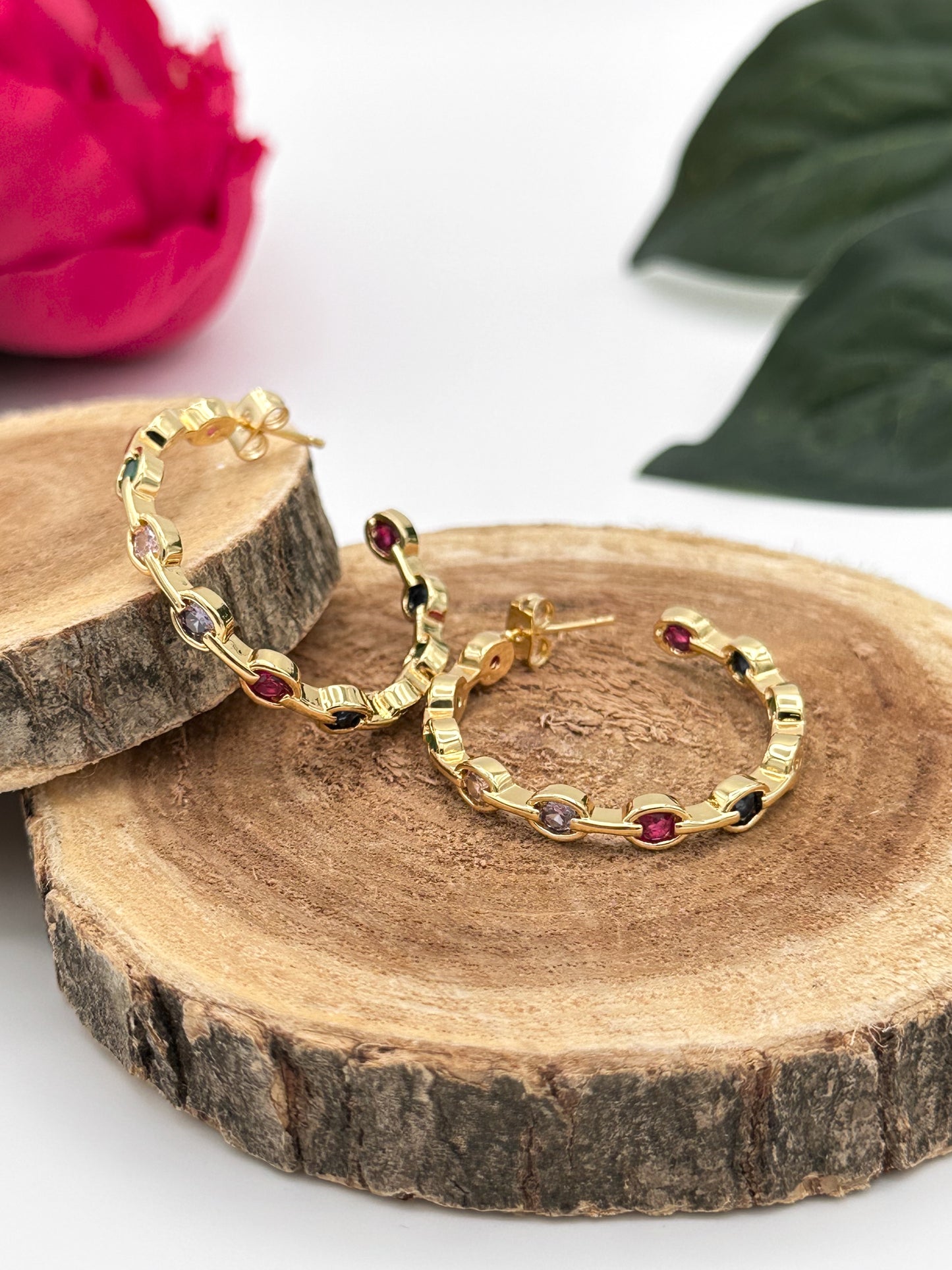 Willa Rainbow Dot Hoops