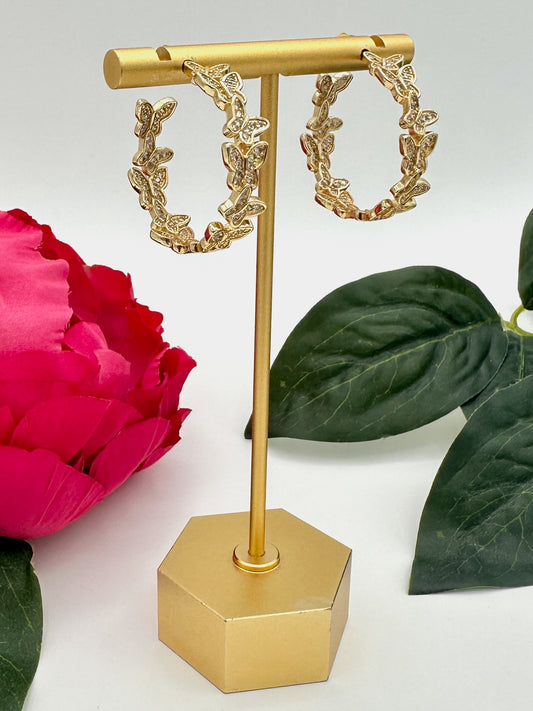 Golden Butterfly Hoops