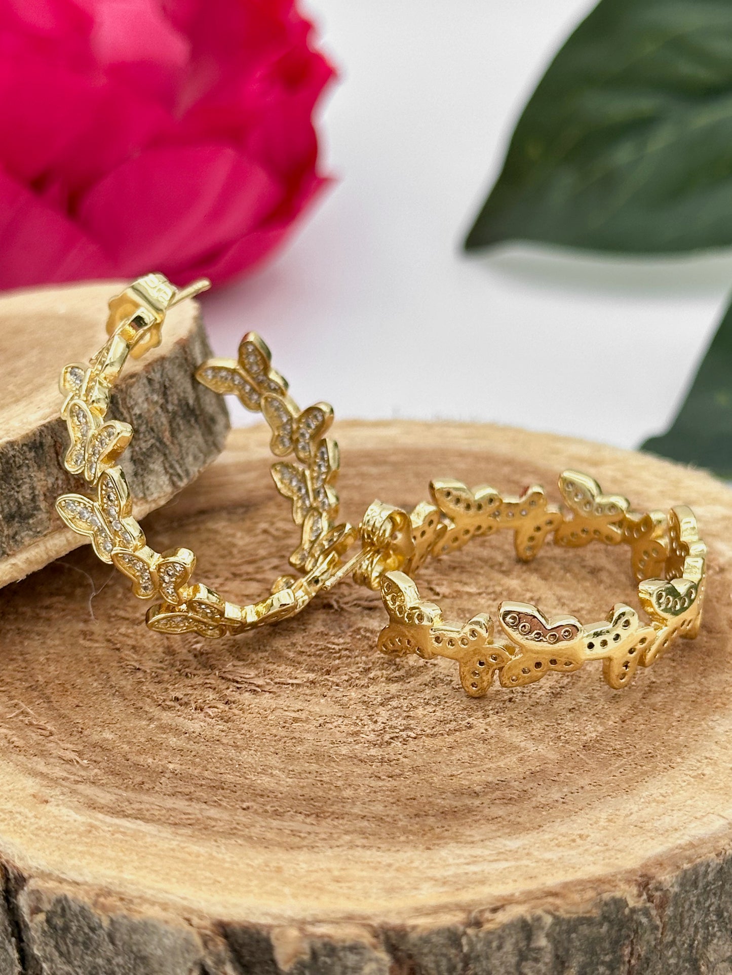 Golden Butterfly Hoops
