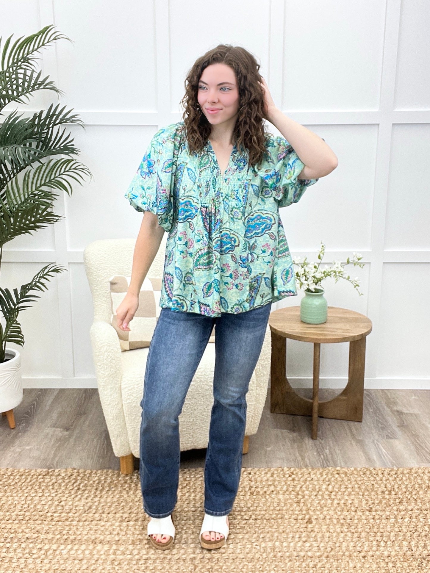 Sent My Way Top - Lt Blue Mix