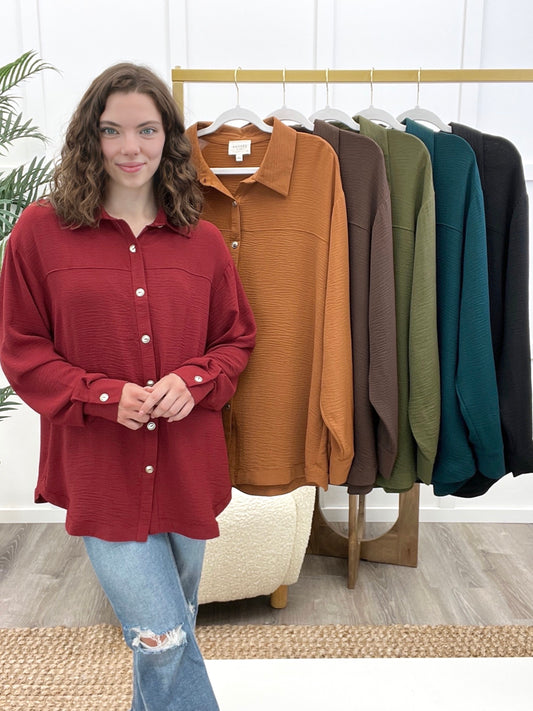 It's Just A Dream Luxe Textured Button-Down Top