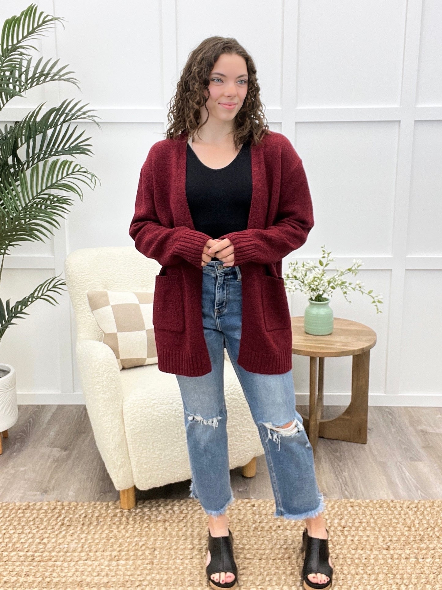 Catch A Groove Cardigan, Maroon