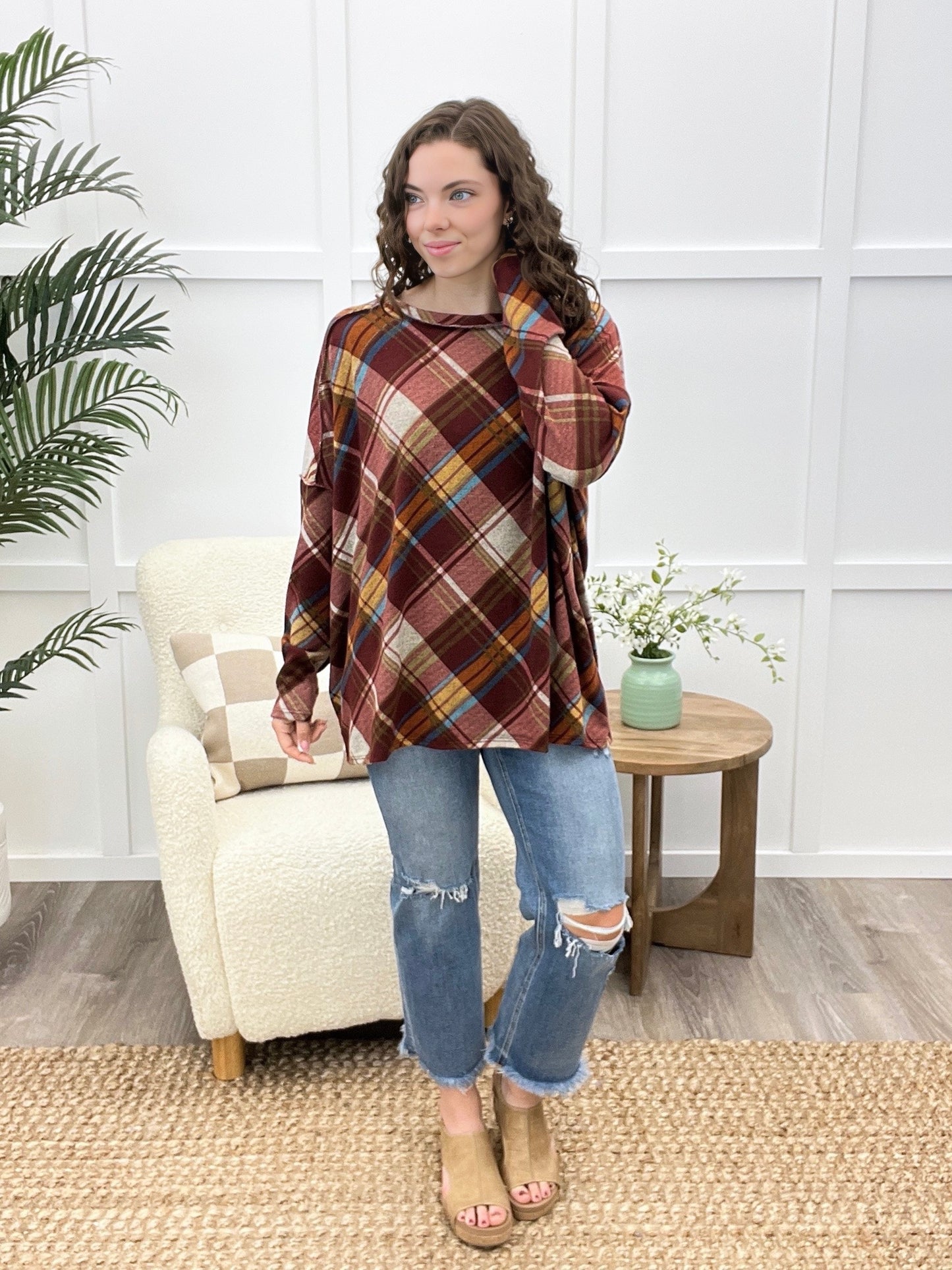 Out & About Plaid Top