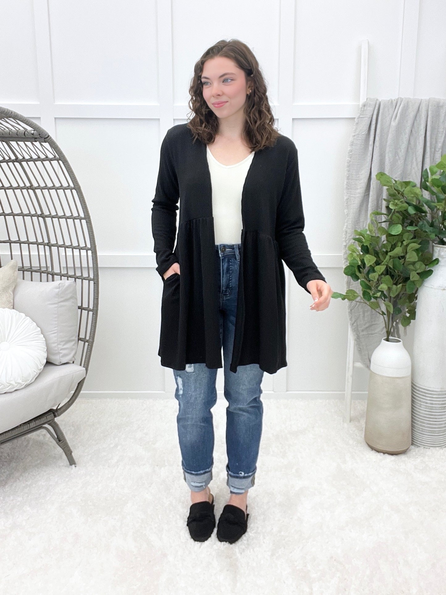 Toasty Texture Cardigan - Black