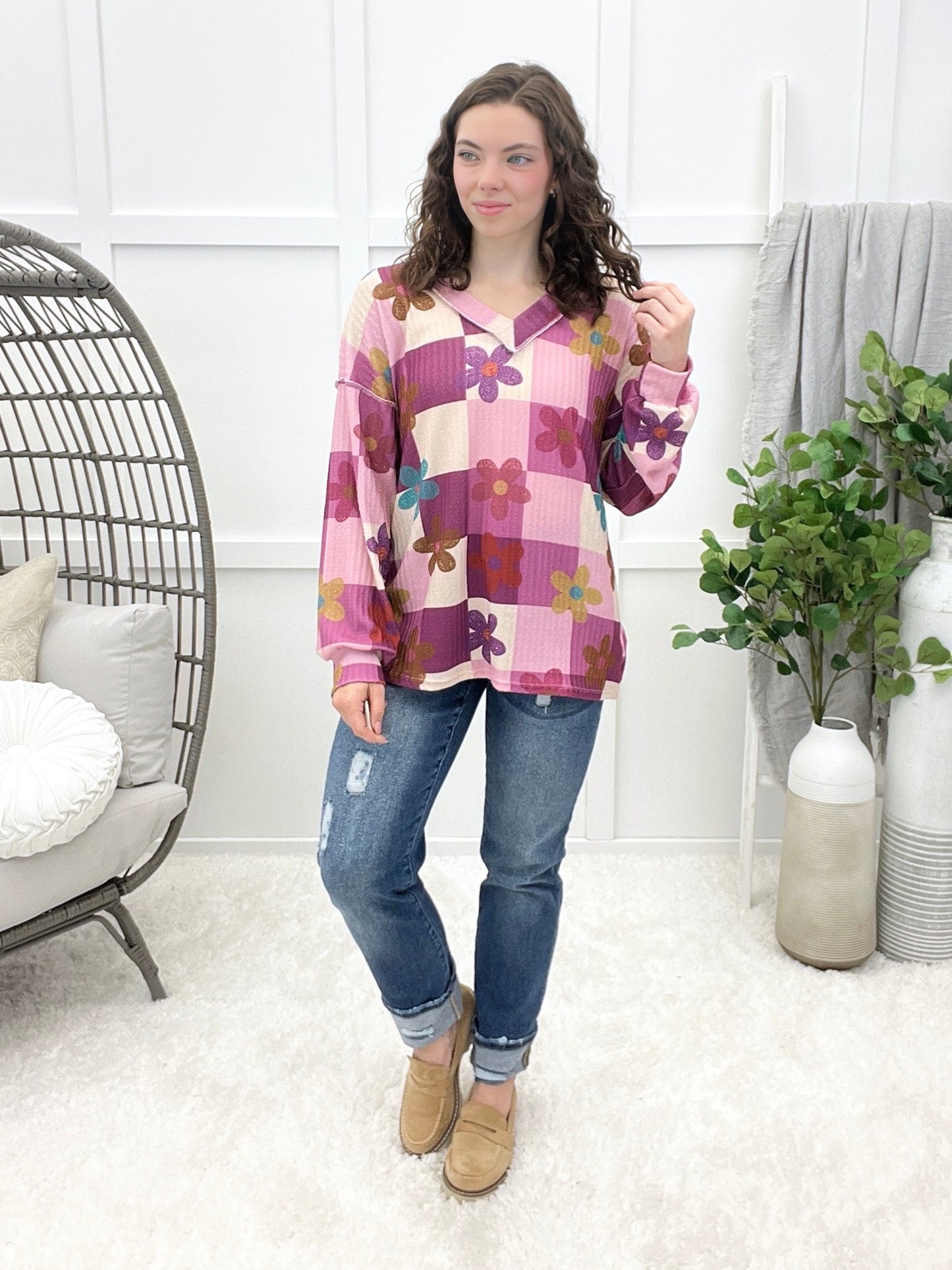Plaid Petal Vibe Top