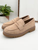 Corkys Stud Muffin Loafers - Sand Faux Suede
