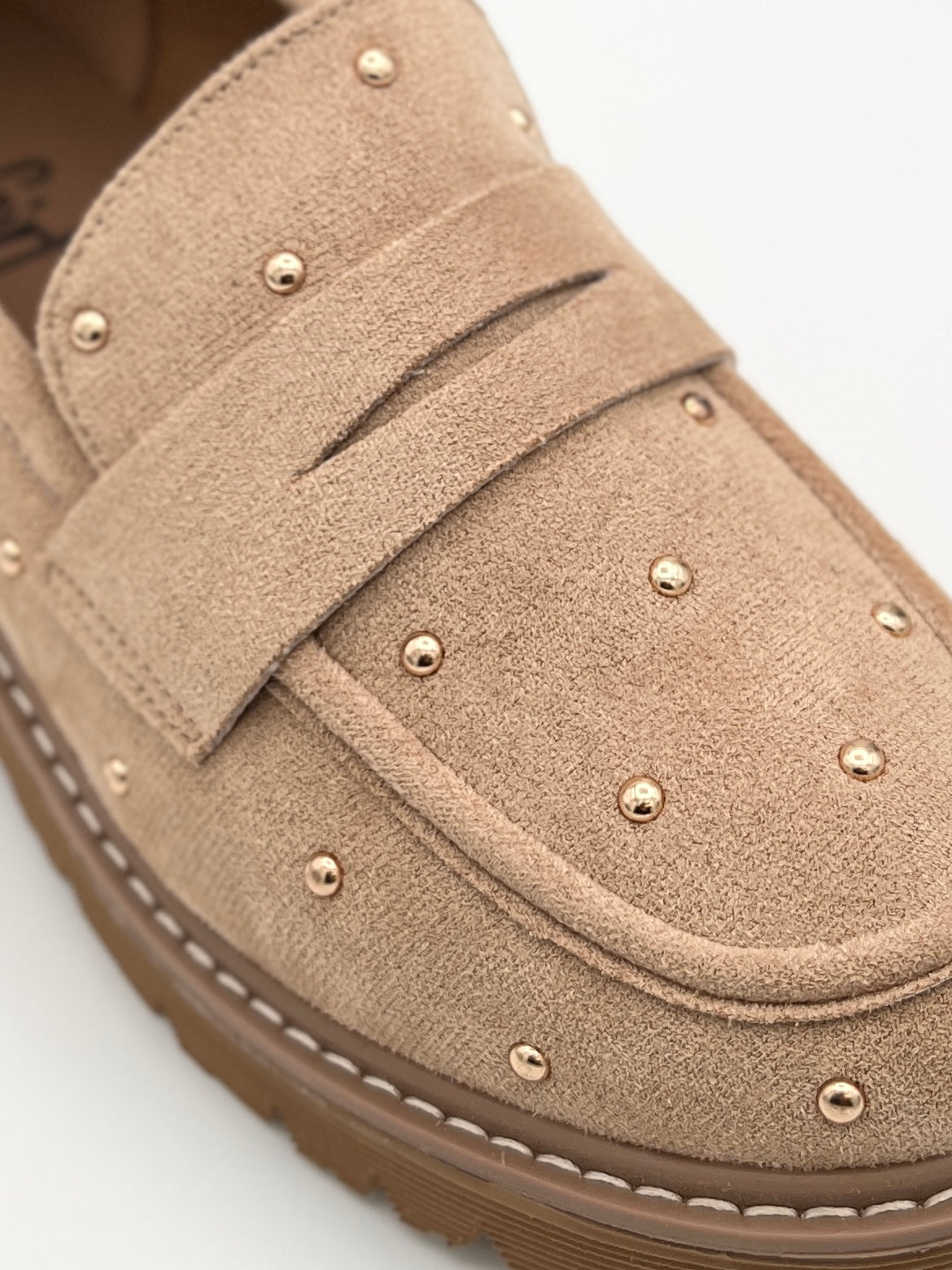 Corkys Stud Muffin Loafers - Sand Faux Suede