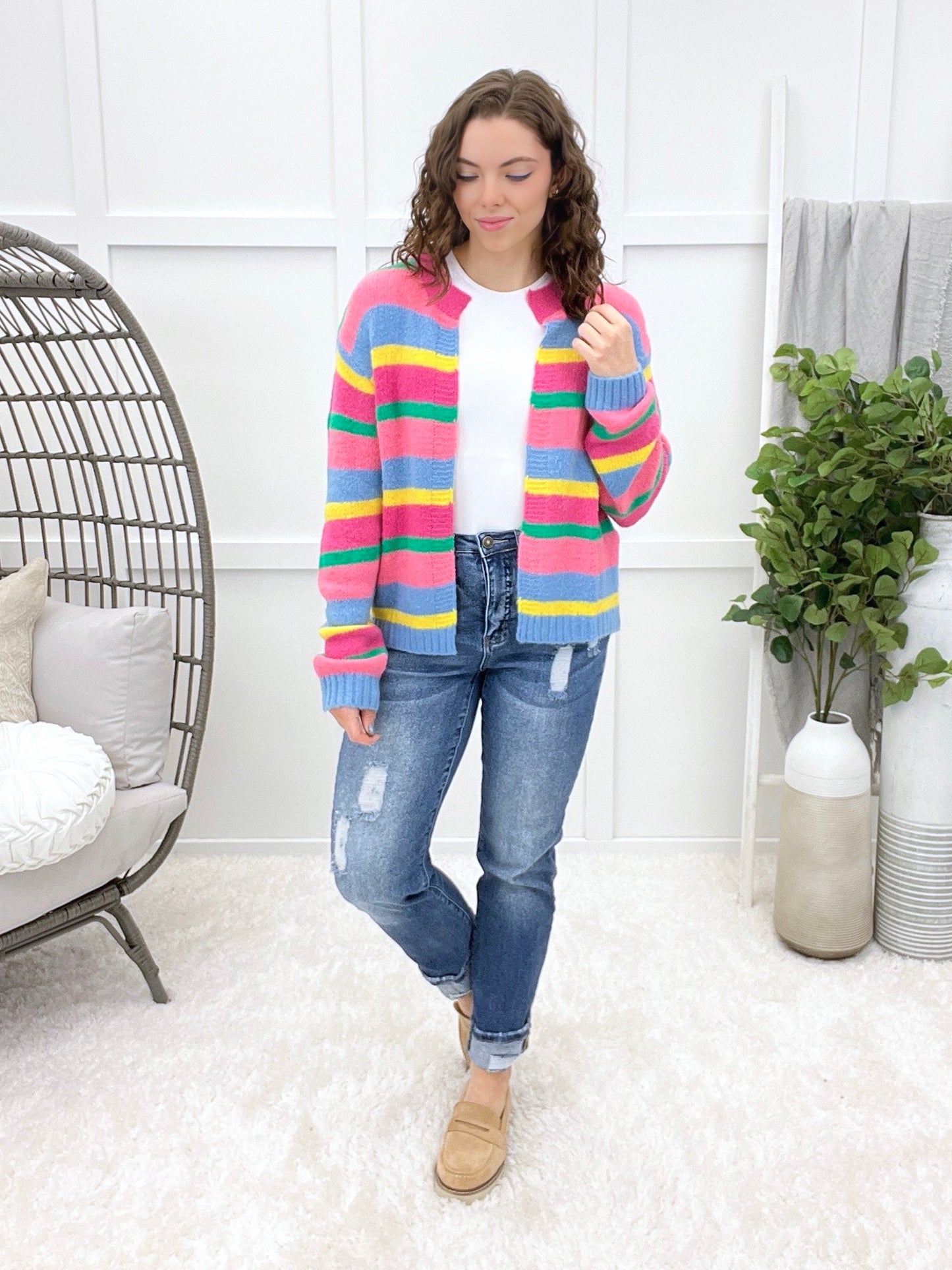 Keeping Up Striped Cardigan