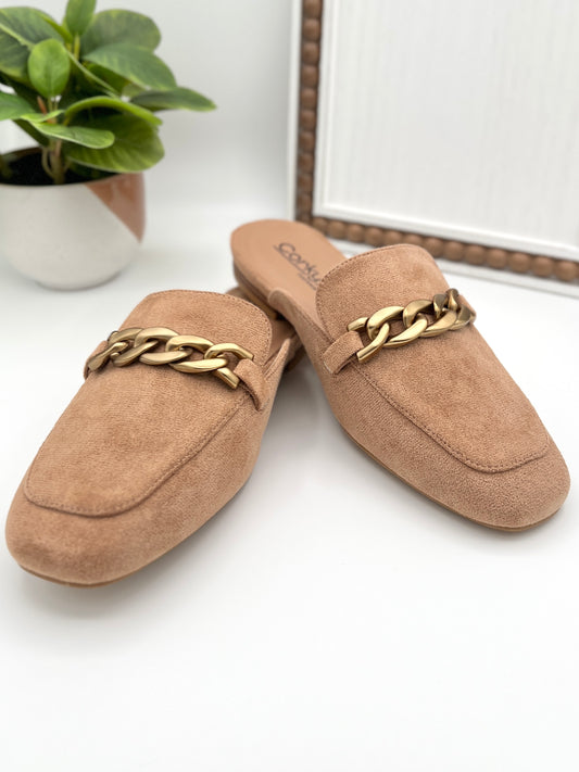 Corkys Keepsake Mules - Camel Faux Suede
