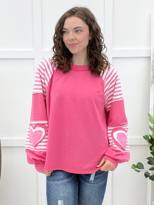 Pink Horizon Heart-sleeve Top