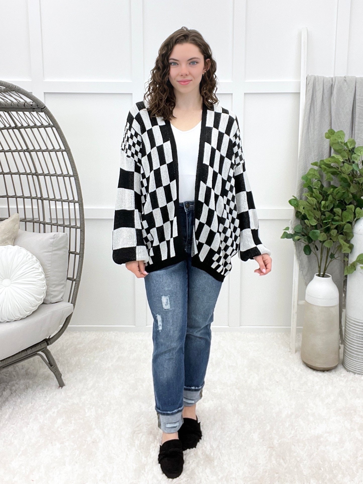 Checked Out Cardigan