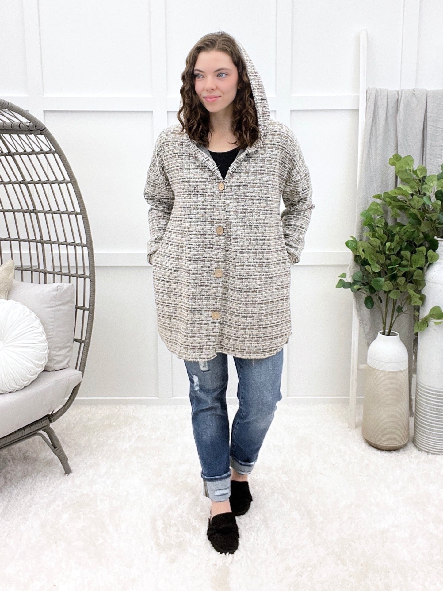 Cozy Lane Hooded Button-up Cardigan