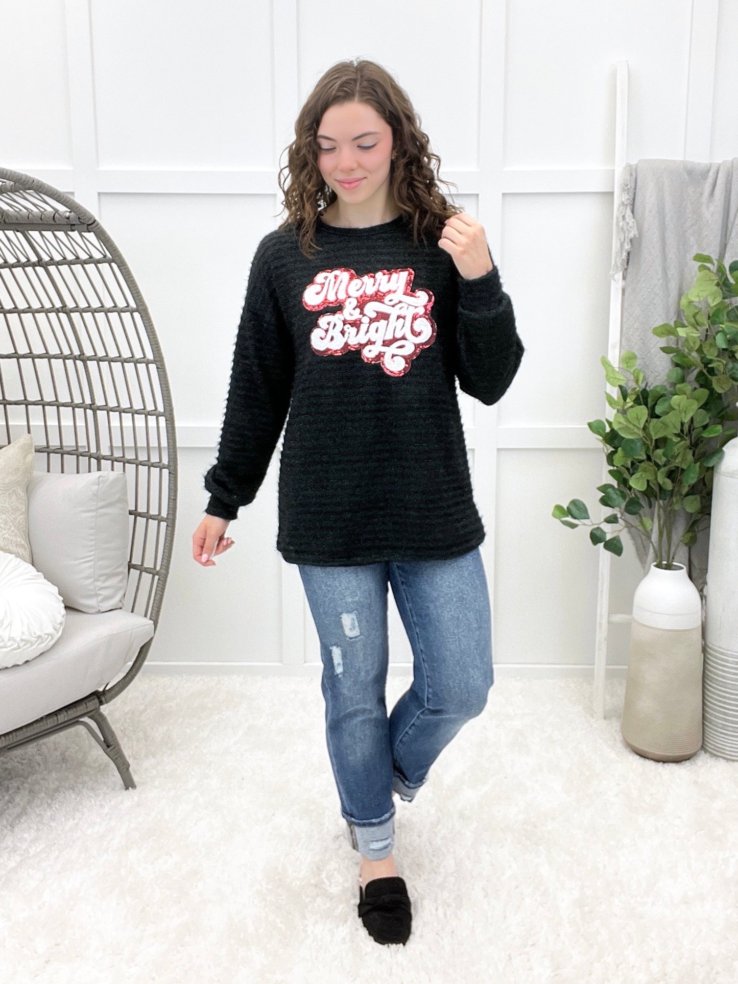 Holiday Greetings Sequin Top