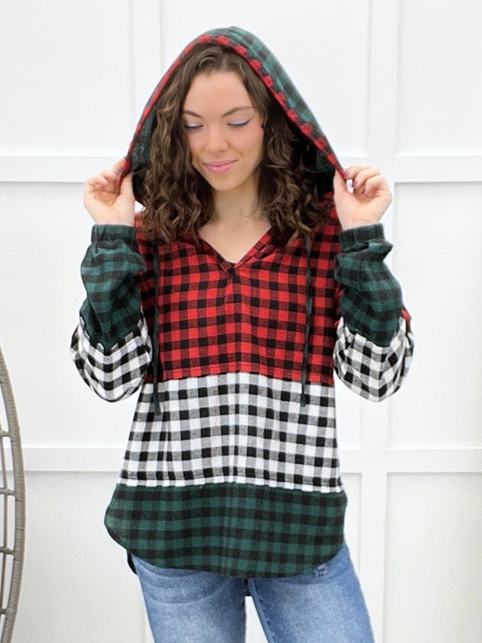 Cozy Plaid Hooded Top