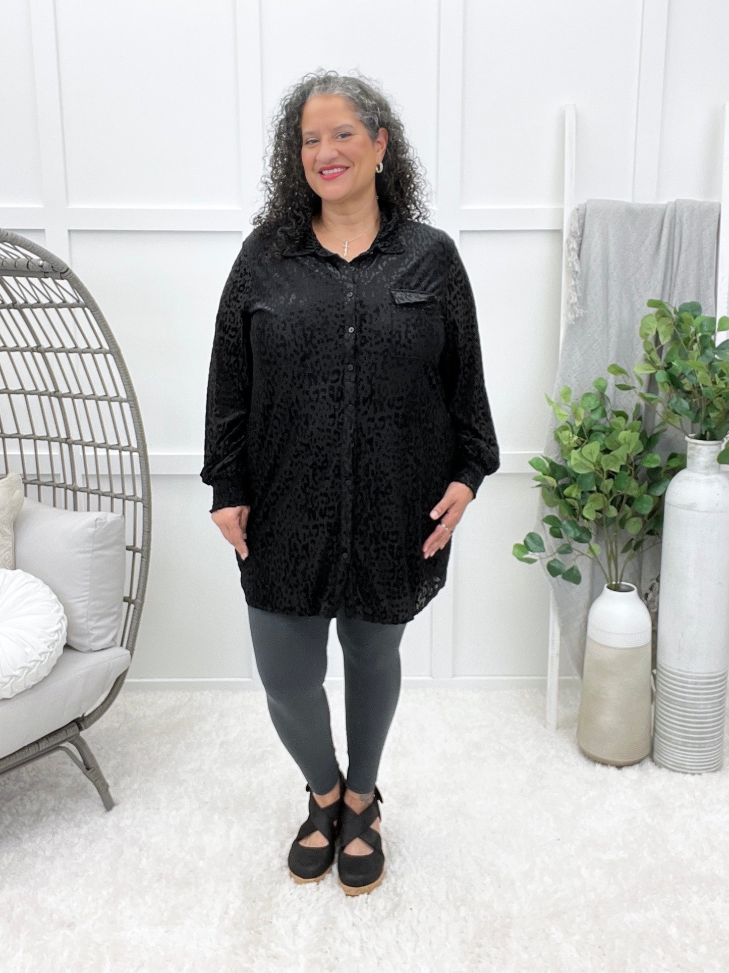 Wild In My Eyes Button-up Tunic Top