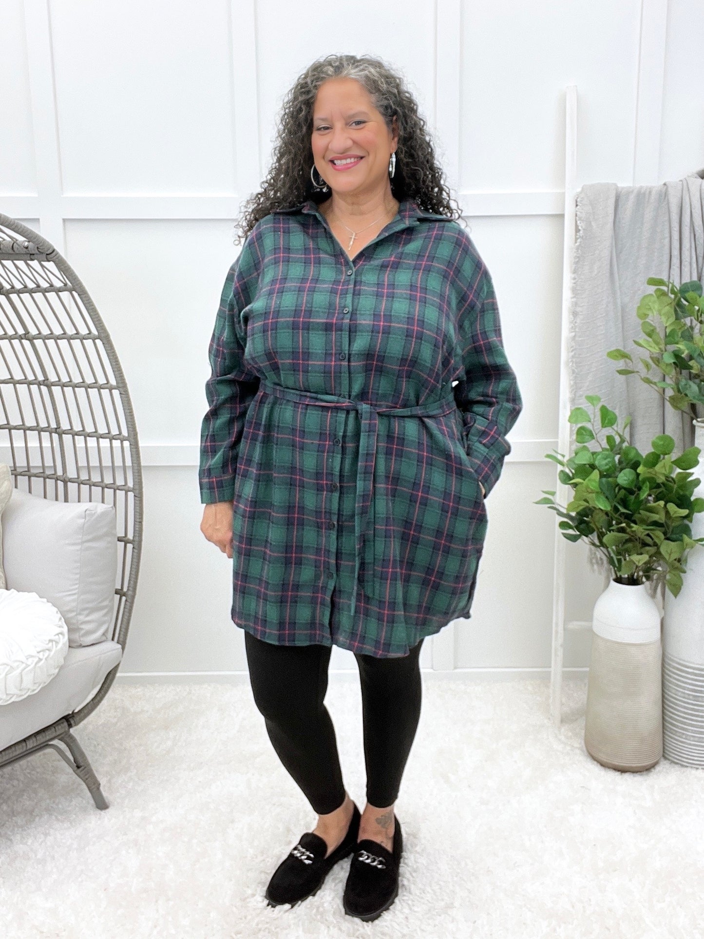 Plaid Perfection Button-up Tunic Top