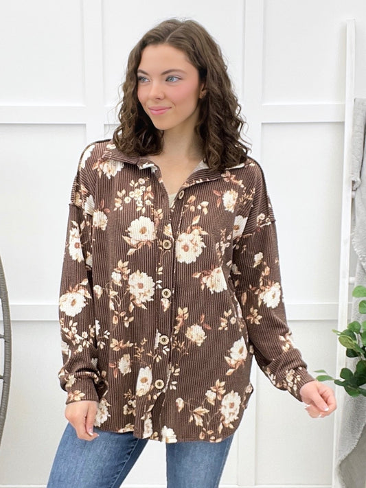 Mocha Meadow Button-up Top