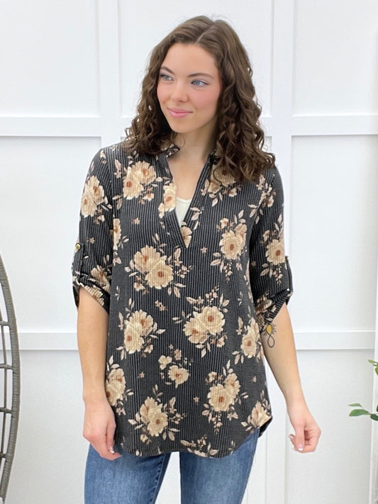 Charcoal Bloom Top