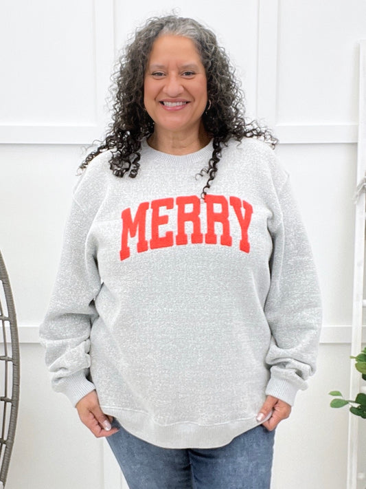 Merry Silver Knit Sweatshirt
