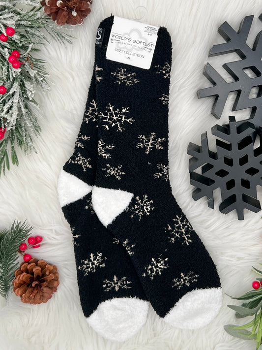Holly Jolly Toes Crew Socks - Black