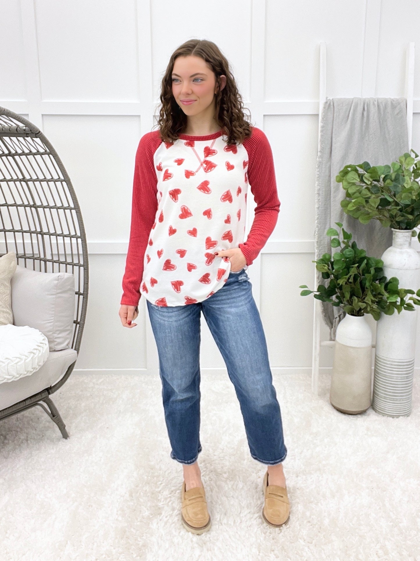 Be Mine Top - Ivory/Red