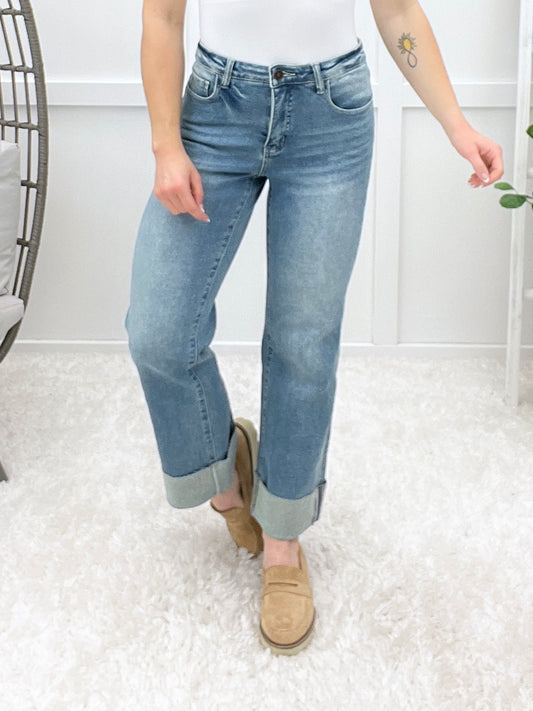 I'll Be Your Girl Cuffed Boyfriend Jeans