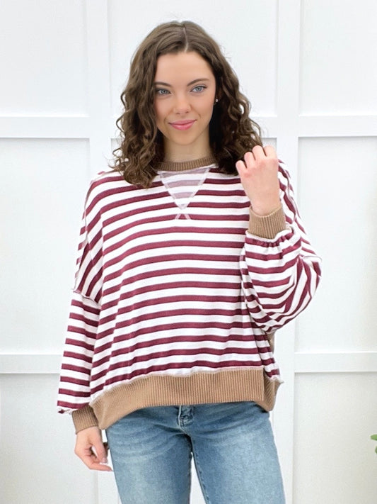 You're So Fine Top - Burgundy/Taupe