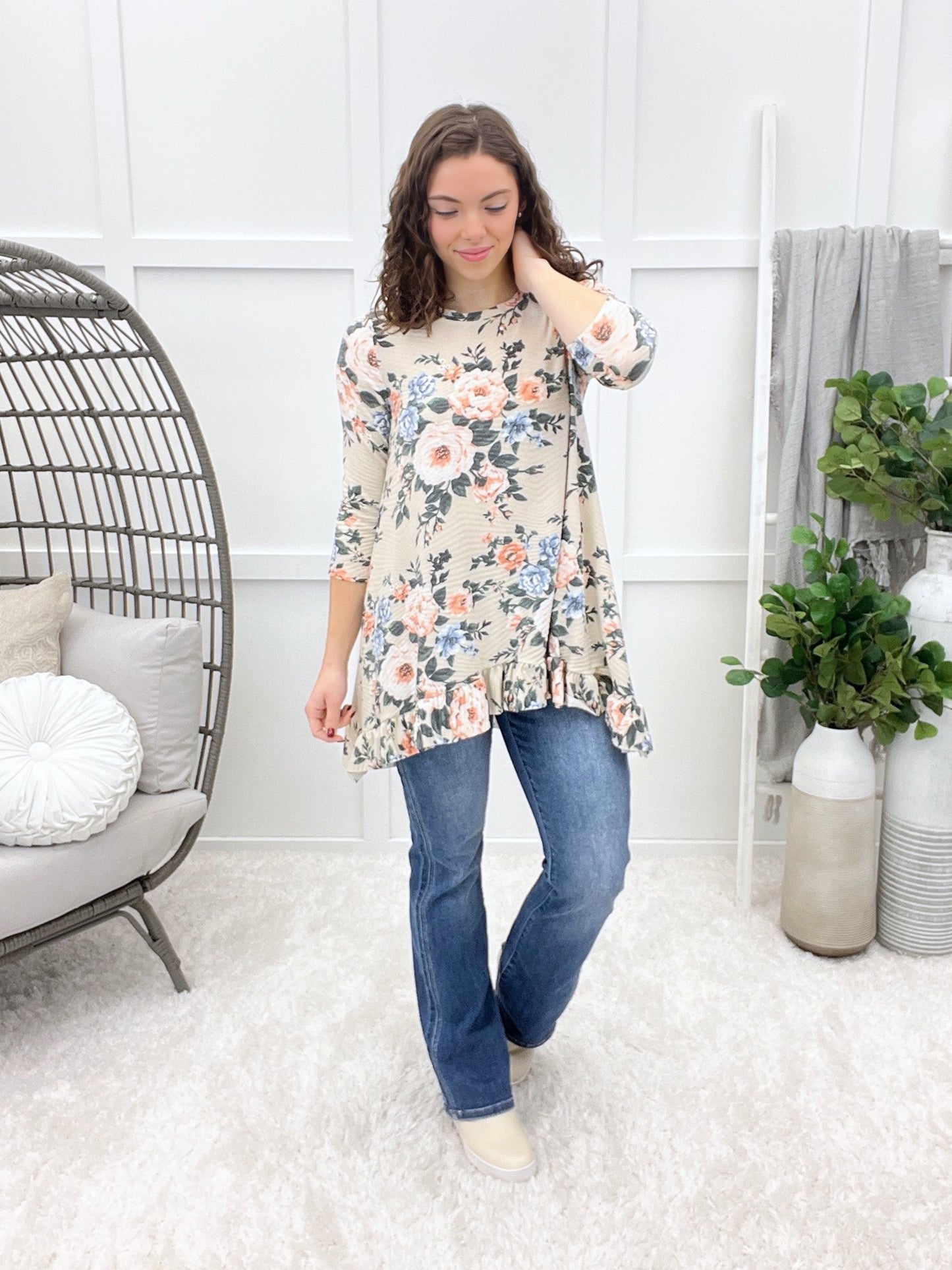 Maybe Tomorrow Top - Taupe Floral