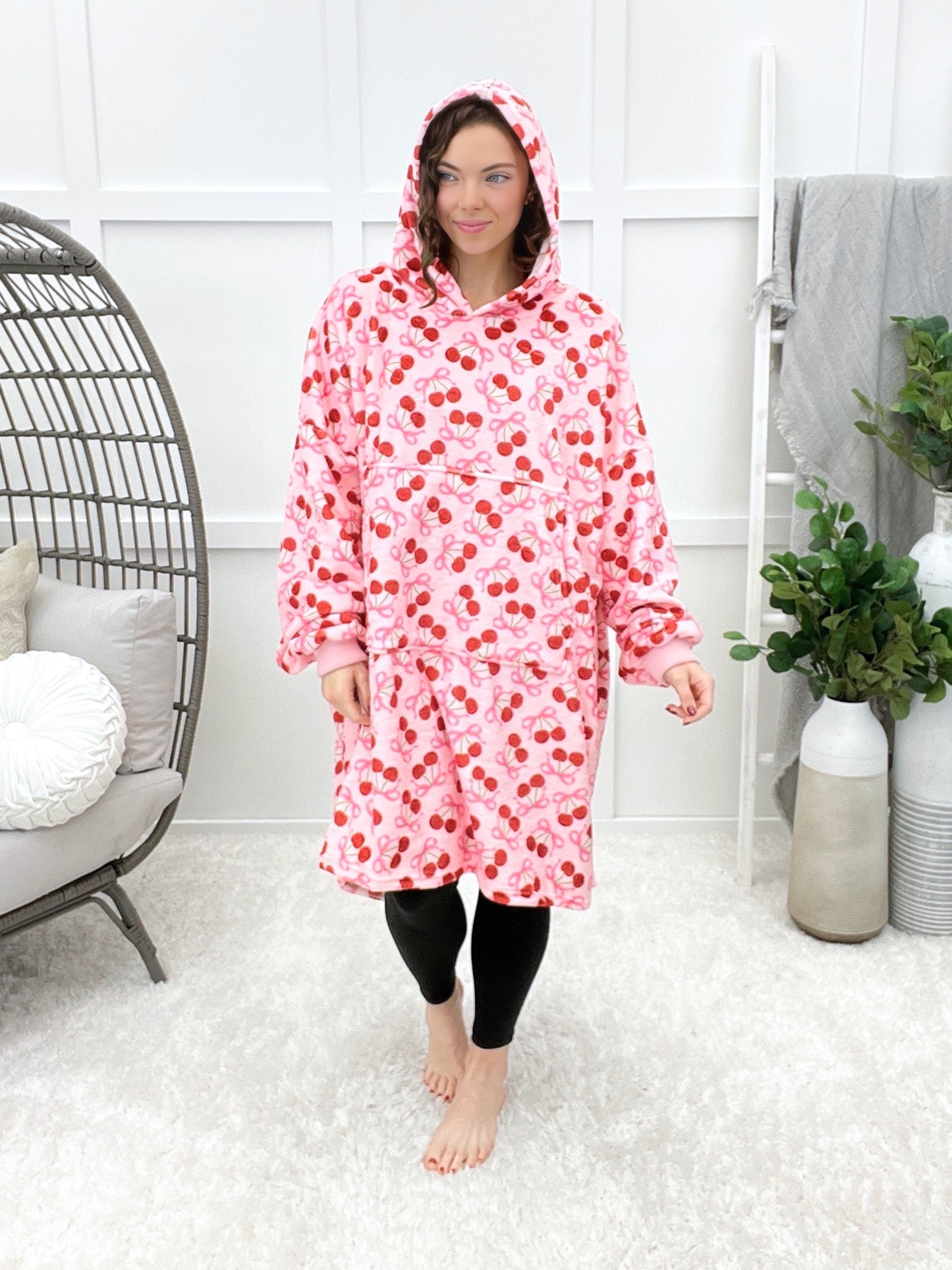 Cozy Blanket Hoodie - Cherry