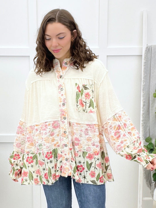 Reach For The Sky Button-up Top - Ivory